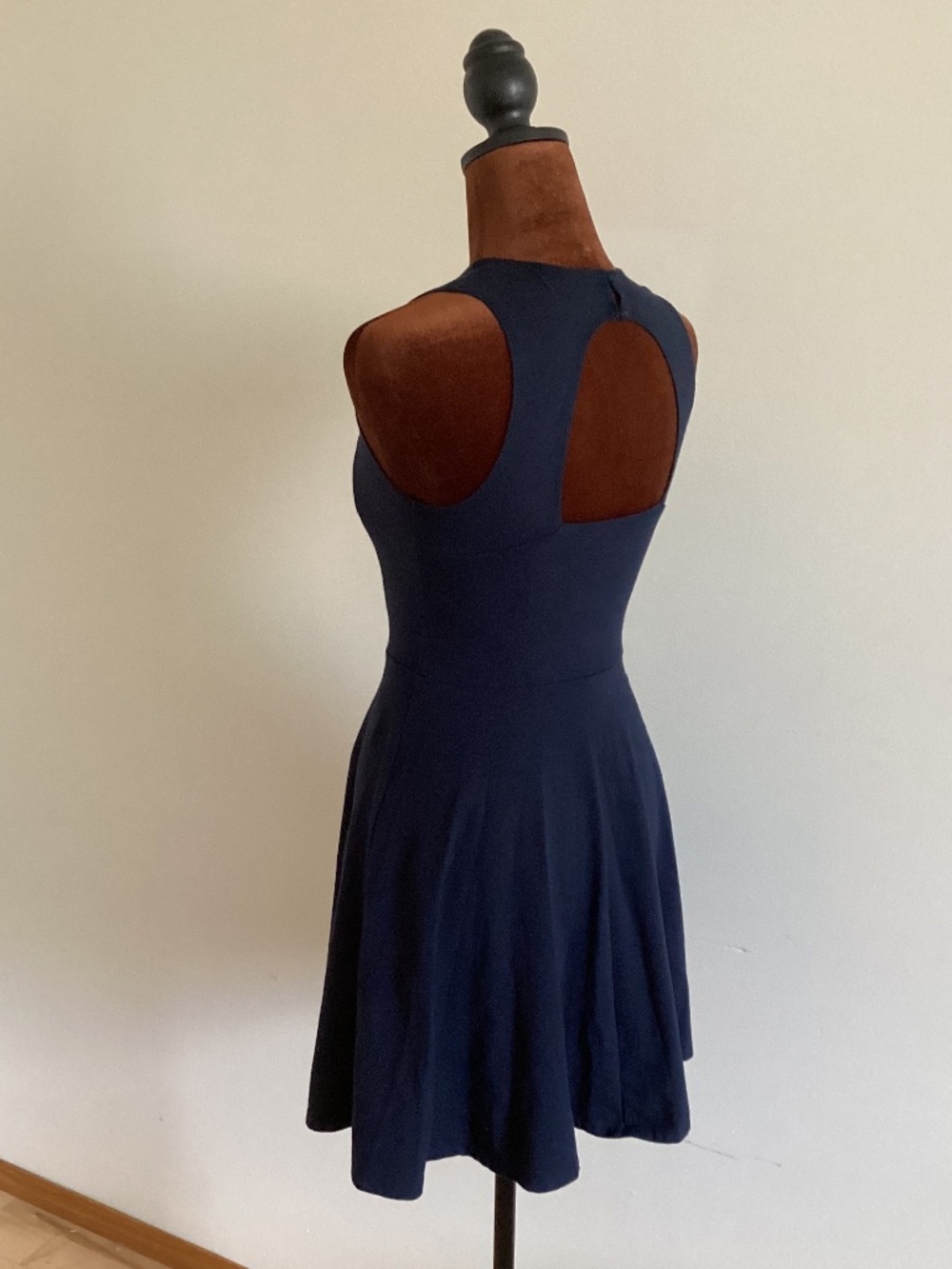 Open back skater dress with cloth buttons